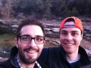 Brothers at Hamilton Greenbelt in the hill country of Austin, TX.